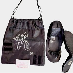 Rollasole Ballet Flats With Travel Bag Black Size 9.5